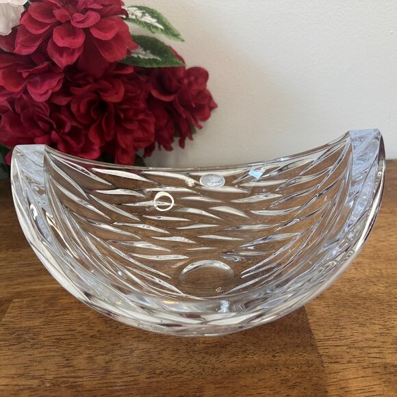 Vintage Rogaska Crystal Art Glass Bowl Hand Cut Slovenia Modern‎ Wavy Design - Picture 1 of 6
